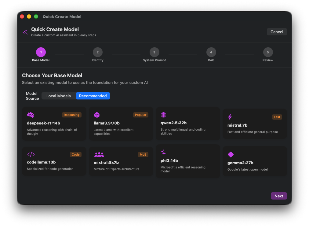 Quick Create Model 1